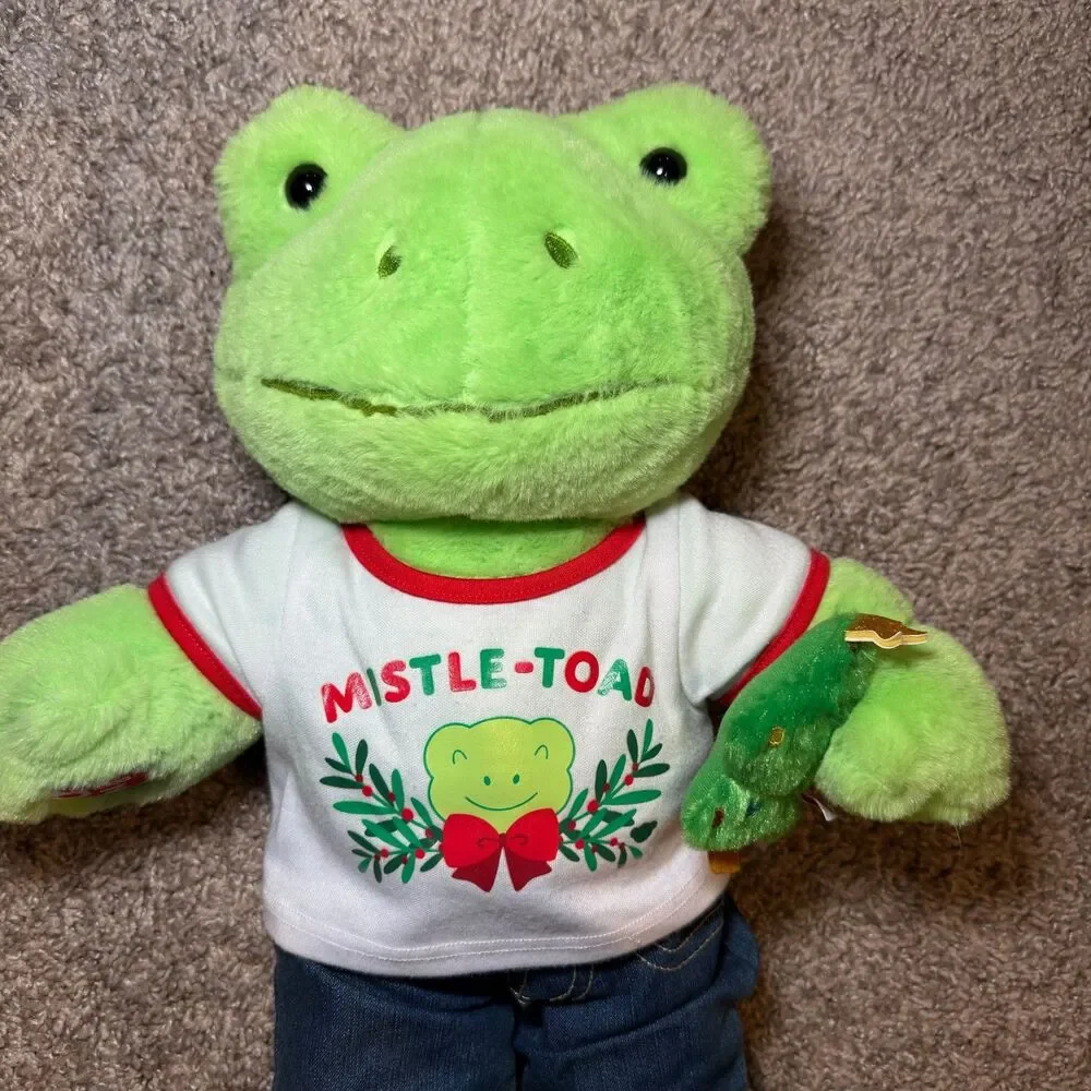 Build A Bear Plush Frog Green Mistle-Toad with Matching Shirt 16